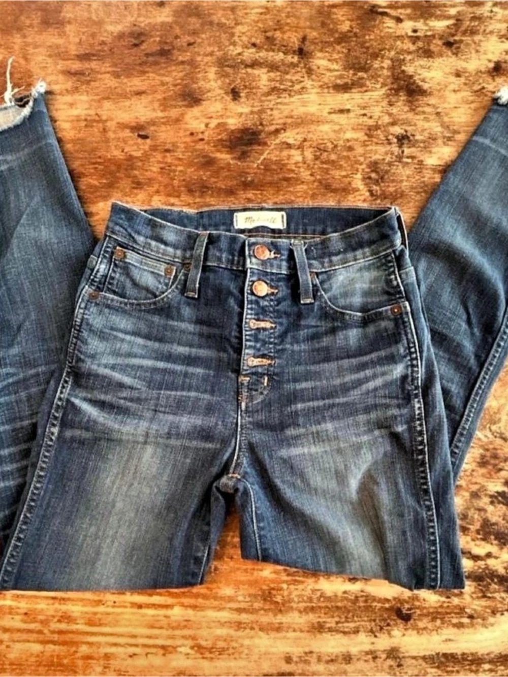 Madewell 10" High-Rise Skinny Crop Jeans: Button-Front Edition Blue Waist 25
